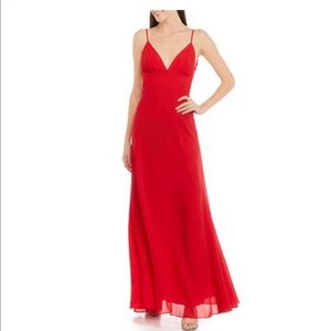 Long Red Formal Homecoming Prom Silk Dress sz. 5/6 Medium Large